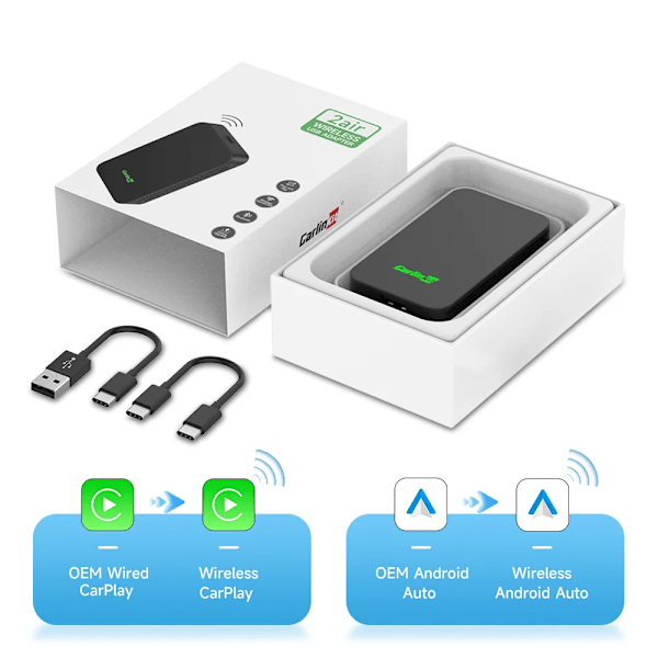 CarlinKit 5.0 2air Mini Wireless Android Auto Wired To Wireless CarPlay Adapter Smart Car Navigation Box 5G WiFi BT Auto-connect