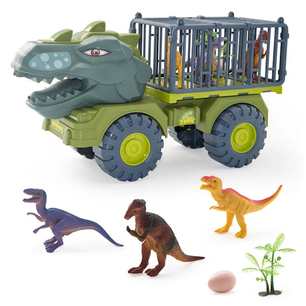 Gutter Bil Leker Dinosaur Lastbil Transport Carrier Kjøretøy Dino Dyr Modell Tyrannosaurus Rex Lastbil