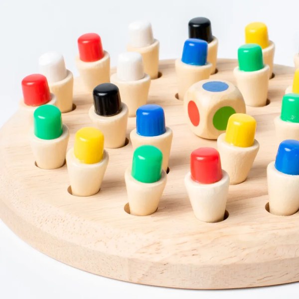 Træ Hukommelse Tændstik pind skak farve spil bræt puslespil montessori pædagogisk legetøj