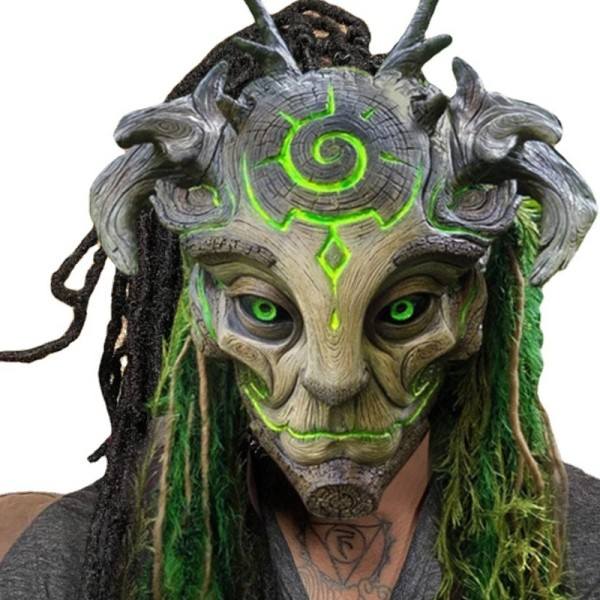 Huvudbonader Full Ansikte Halloween Snygg Monster Skog Elf Mask Bar Haunted Hus Rekvisita Män