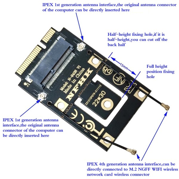 Ny M.2 NGFF To Mini PCI-E (PCIe+USB) Adapter For M.2 Wifi Bluetooth Wireless Wlan Card Intel AX200 9260 8265 8260  För bärbar dator