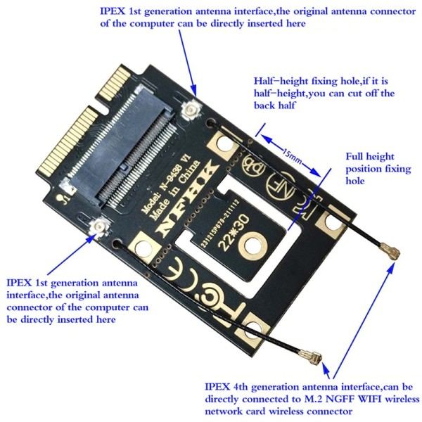Ny M.2 NGFF To Mini PCI-E (PCIe+USB) Adapter For M.2 Wifi Bluetooth Wireless Wlan Card Intel AX200 9260 8265 8260  For   bærbar PC