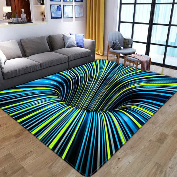 3D Vortex Illuusio matto sisäänkäynti ovi lattia matto abstrakti geometrinen optinen ovimatto liukumaton lattia matto