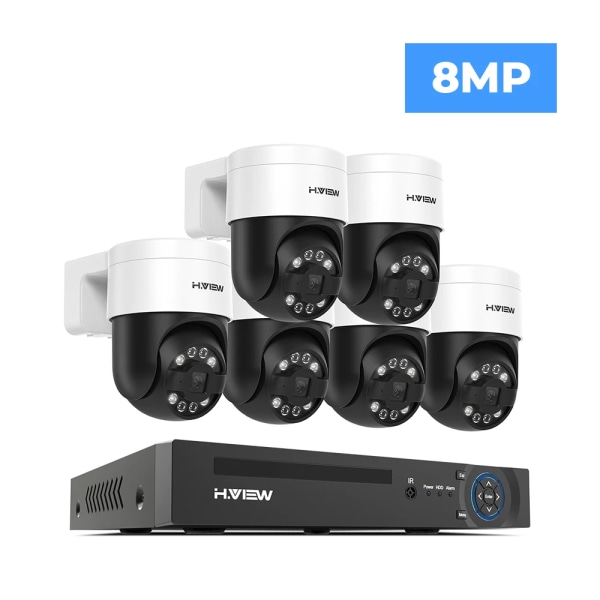 H.view 8Ch 4K 5MP Cctv Sikkerhed Kamera System Ptz Home Video Surveillance Kit Udendørs Ip Kamera Humanoid Detektion