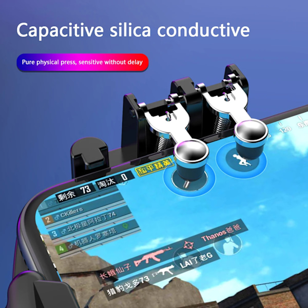 Hög kvalitet Mobil Joystick Controller L1R1 Trigger Gamepad Sex 6 Finger Elements Mobil Gamepad Kylning Fläkt