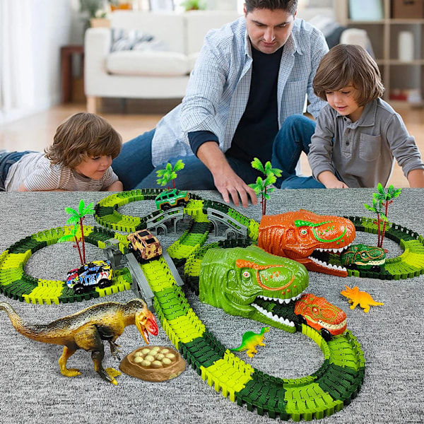Jernbane Racing Bor Lekesett Educational DIY Bend Flexible Race Track Elektronisk Blits LED Lys Bil Leker For Barn