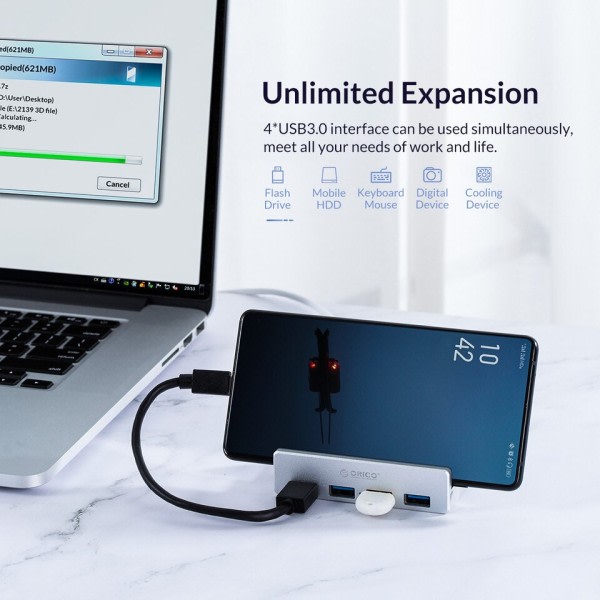 4 USB 3.0 HUB med strømforsyning Super høj hastighed udvidelse 5GBPS data transmission egnet til bærbar computer