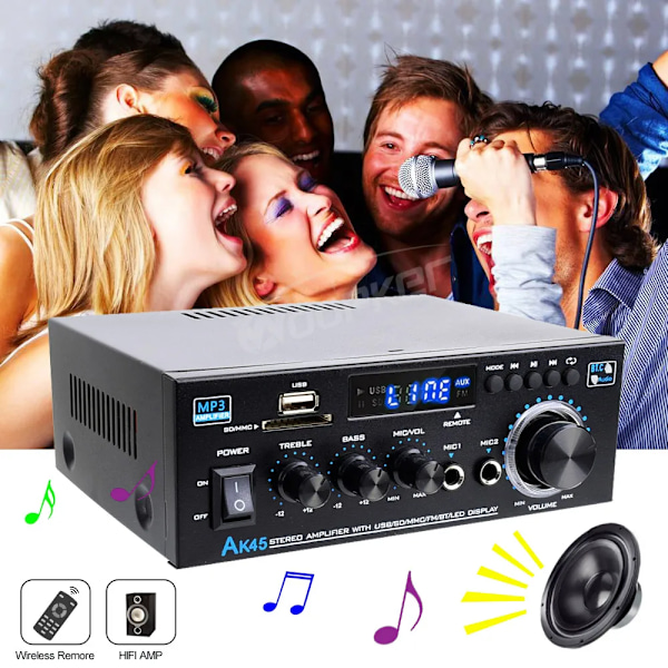 Digital Forsterker Max Power 90Wx2 Channel 2.0 Bluetooth Surround Sound AMP Høyttaler