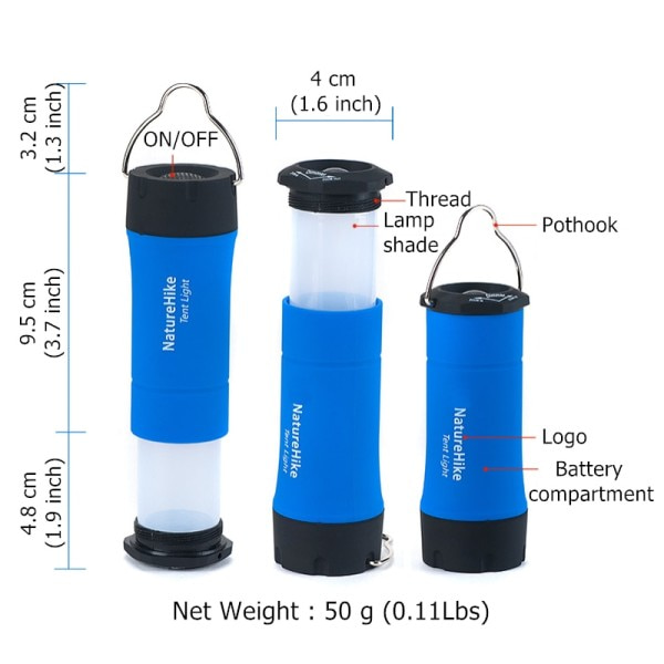 Ultra Ljus Portabel Multifunktioner Batteri Zoombar Blinkande Camping Lantern
