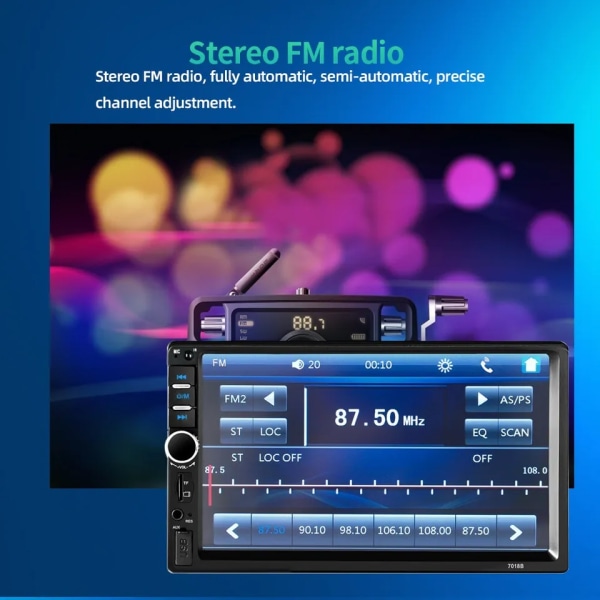 Stereo 7 tommer Bil Radio 2DIN Touch Screen Automotive Multimedia Bluetooth USB TF FM Radio Autoradio MP5 Player