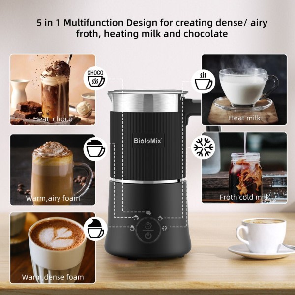 5 i 1 Avtakbar Melk skummer skumming skummer automatisk melk varmer
