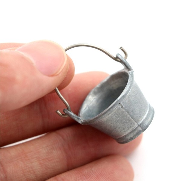 Vand Spand 1:12 Fe Hjem Køkken Pretnd Play Game Dukkehus Miniature Spand Klassisk Læd som om Lege Møbler Legetøj