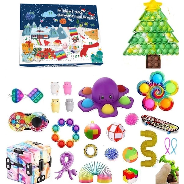 Fidget leker 24 dager jul advent kalender pakke anti stress leker