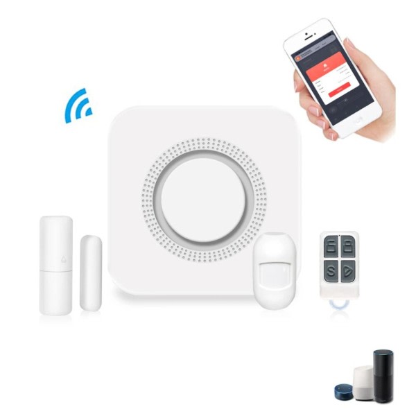 WiFi Alarm System Smart Hjem Sikkerhed Beskyttelse Alarm Kit Support Trådløst Tilbehør Alexa Voice Control Smart Life APP