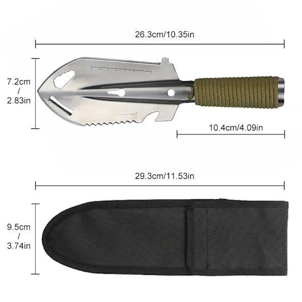 Bärbar Camping Vandring Resa Pinic Spade Multifunktionell Ordnance Spade Överlevnad Utomhus Utrustning Trädgård Verktyg Spade