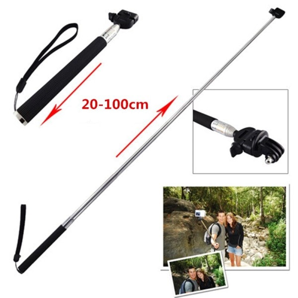 Udtrækkelig Håndholdt  Selfie Stick Monopod + Mount Adapter