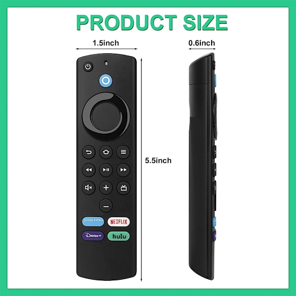 Ersättning Bluetooth Voice Fjärrkontroll Kontroll for Fire TV Stick 4K Max 3rd Gen Stick Lite Cube Smart TV Controller Fungerar med Alexa