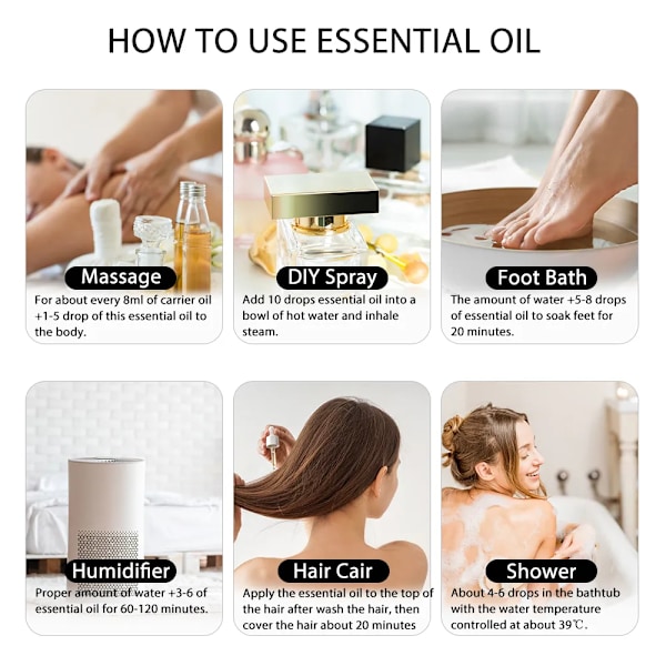 100ml Puhdas luonnollinen eteeriset öljyt diffusori ihon hoitoon