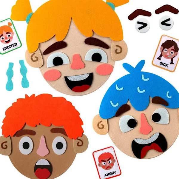 Barn montessori ansiktsbehandling uttryck spel känslomässiga förändring leksaker med 9 bitar kort