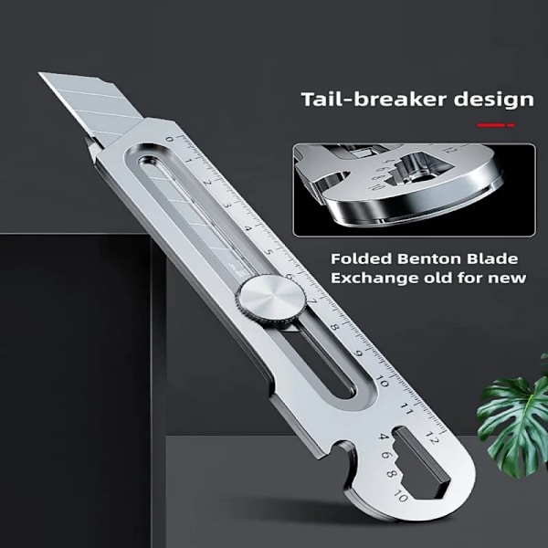 Multifunktionell Utility Kniv 6 in 1 Rostfritt Stål Pappersvaror All Purpose Cutter Flask Plåt öppnare