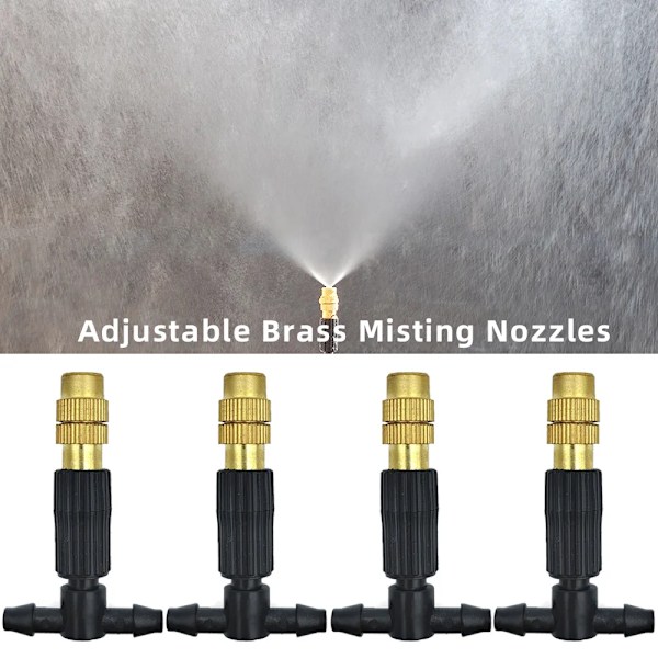 20 Meter Utomhus Imma Kylning Trädgård Bevattning Bevattning 1/4'' Mässing Atomizer munstycken 4/7mm Slang för uteplats växthus
