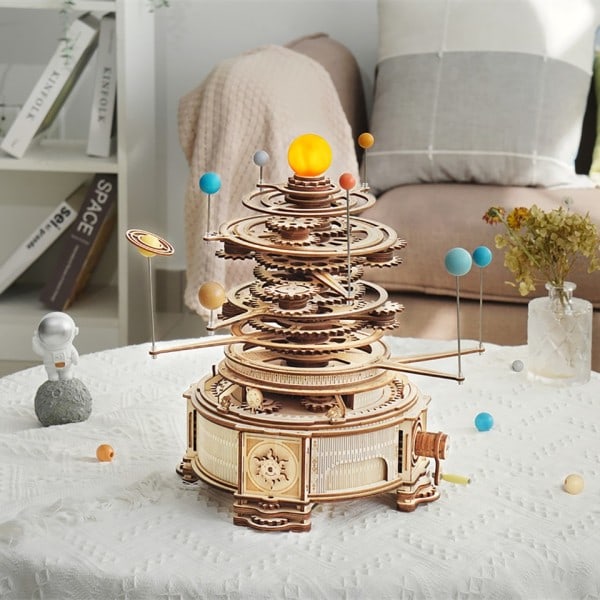 Mekanisk Orrery 316PCS Rotable DIY 3D Trä Pusssel Modell Byggnad Block Kits Leksak