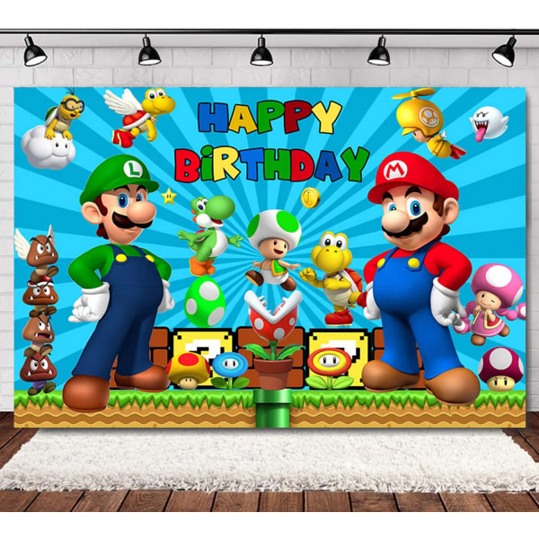 Super Mario Peli Syntymäpäivä juhla koristelu Lapset suihku folio lateksi ilmapallot kertakäyttöinen pöytä tausta