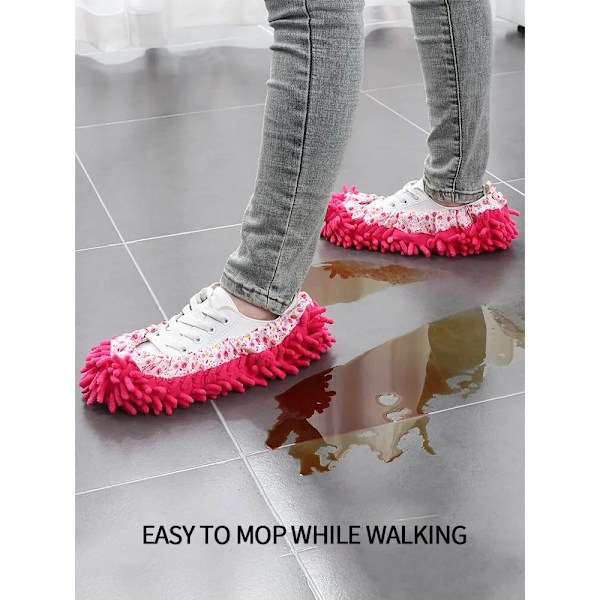 2 Kpl Chenille Moppi Tohvelit Pölynpoisto Jalka Sukat Moppi Lippis Monitoiminen lattia siivous Lazy kenkä päällinen pölyn kerääjä
