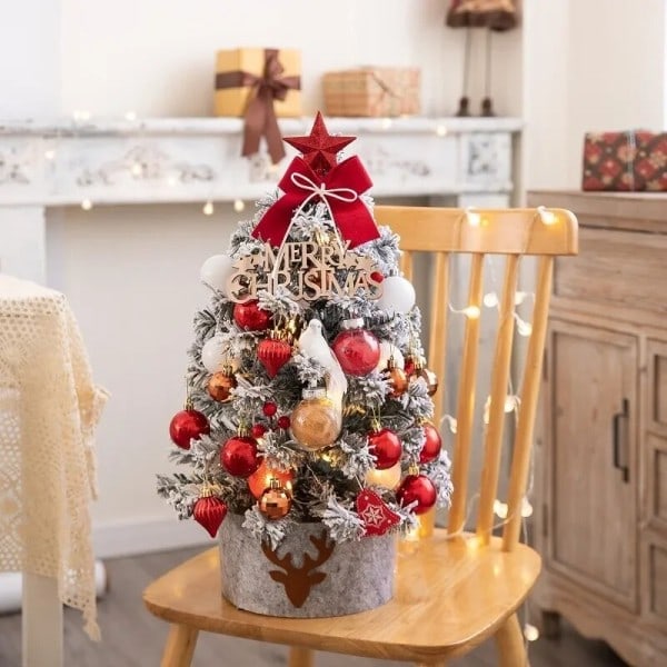 Kunstig juletre med LED mini skrivebord furu PVC jule pynt tre jule pynt