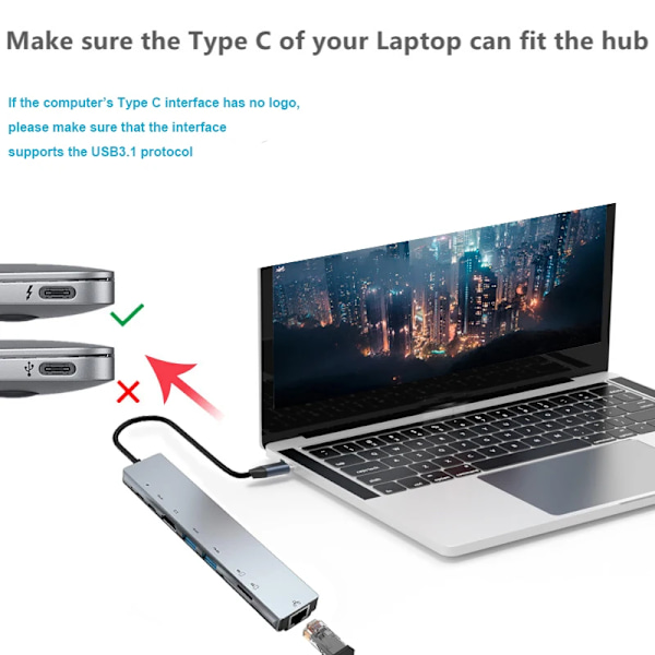 USB C HUB tyyppi C jakaja Thunderbolt 5 in 1  telakka asema