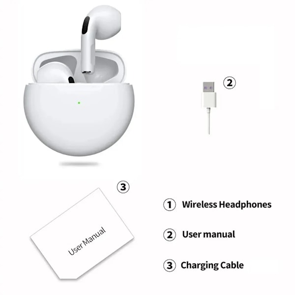 Air Pro 6 TWS Trådlöst Bluetooth Headset 5.3 Hörlurar