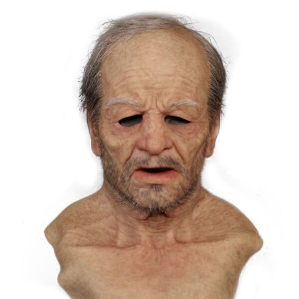 Morfar Halloween Dräkt Rynka Ansikte Gammal Man Latex Mask