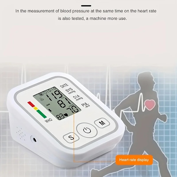 Hjem Arm Sfygmomanometer LCD Digital Sfygmomanometer Blod trykk monitor