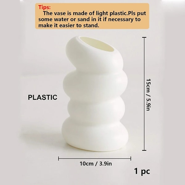 1 stycken Plast Spiral Vit Vas Nordisk Kreativt Blomsterarrangemang Behållare För Kök Vardagsrum Sovrum Hem Inredning Prydnad