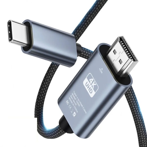 USB C HDMI kaapeli 4K 30Hz 6.6 FT Ultra High Definition USB tyyppi C HDMI muunnin kotiin toimistoon