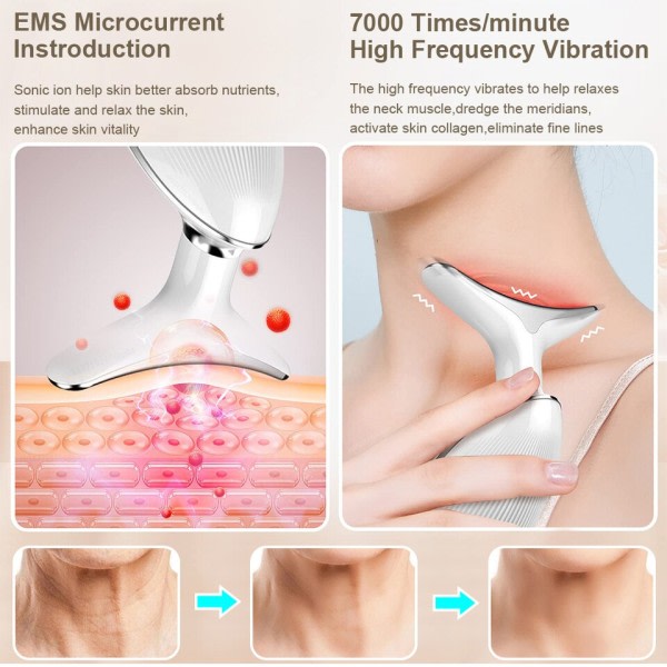 Hals Ansikt Skjønnhet Enhet EMS Nakke Ansiktsløfting Massager Skin Stram Enhet