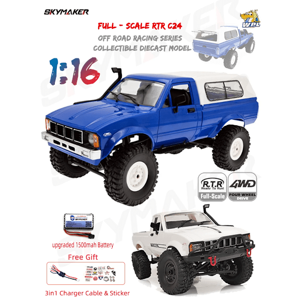 WPL C24-1 Full Scale RC Bil 1:16 2.4G 4WD Rock Crawler