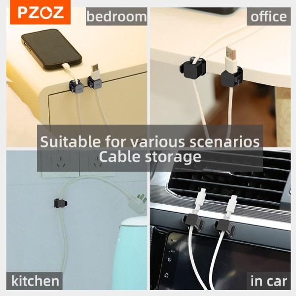 PZOZ 6st Kabel Arrangör Management Tråd Hållare USB Kabel Winder Skrivbord Städt Klämmer För Mus Hörlurar sladd Data Linje Protector