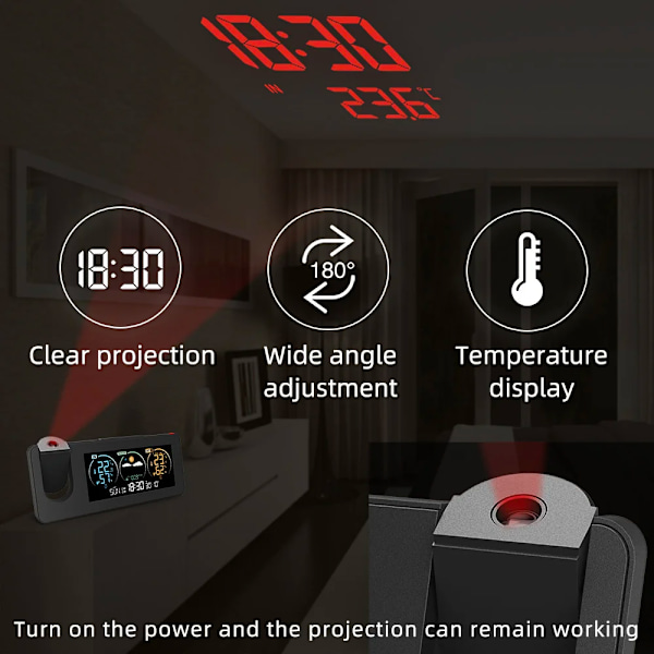Väder station termometer elektronisk projektion väder prognos temperatur och fuktighet digital alarm klocka
