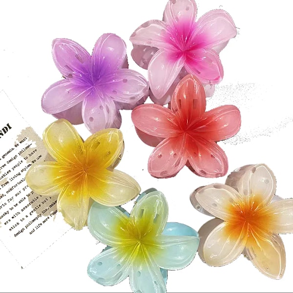 6 delar Gradient Blomma Hår Styling Klo klämmor Set
