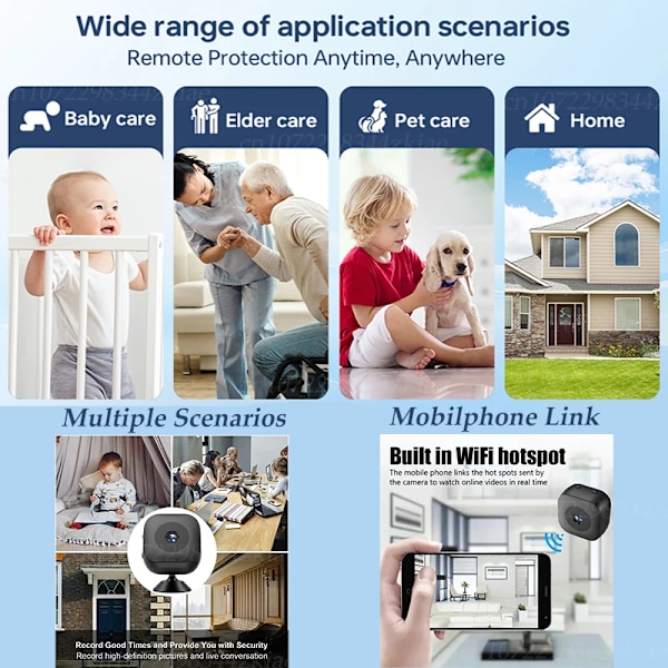 4K Mini Turva Kamera Full Color Night Vision High Definition WiFi näyttö