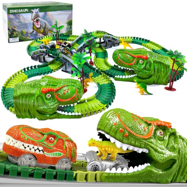 Magisk bane dinosaur jernbane legetøj bil bane racer legetøj sæt pædagogisk bøjning fleksibelt race bane LED lys tog legetøj til børn