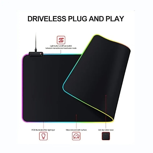 1 piece Large Gaming Mouse Pad Light Modes Touch Control Extended Soft Computer keyboard