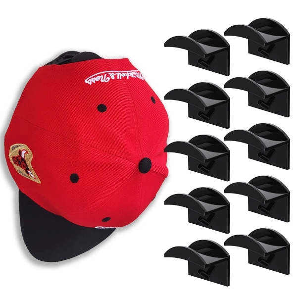 10 stykker  Baseball Hatt Hook Hatt Sticking Hook Sporløs Hook Svart Minimalistisk Design Hatt rack