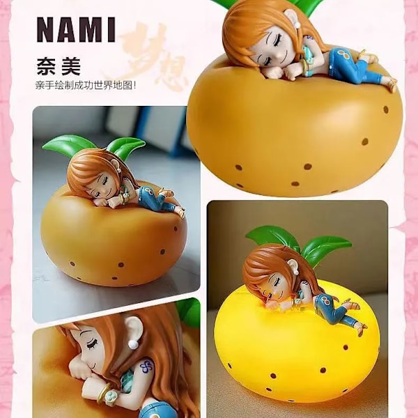 One Piece Luffy Zoro Nami Sanji Nat Lys Anime Figur Lampe Blødt Lys Soveværelse Sengebord LED Lys Værelse Børn Legetøj Gave