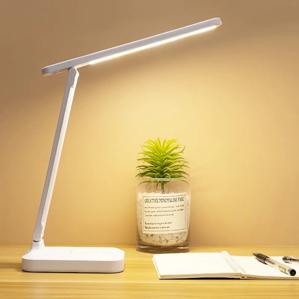 Sammenleggbar bord lampe øyebeskyttelse touch dimmbar LED lampe student hybel soverom lese USB oppladbar bord lampe