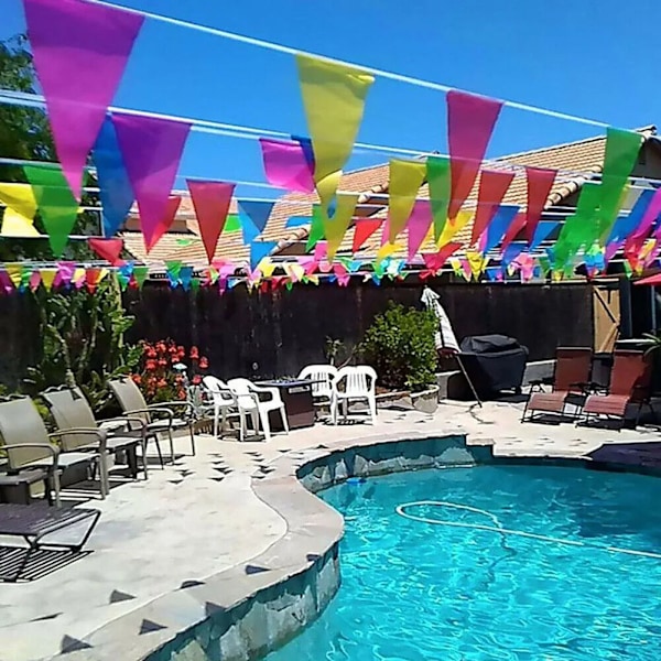 50M 100 Flaggor Flerfärgad Triangel Flaggor Bunting Party Banner Triangel Girland