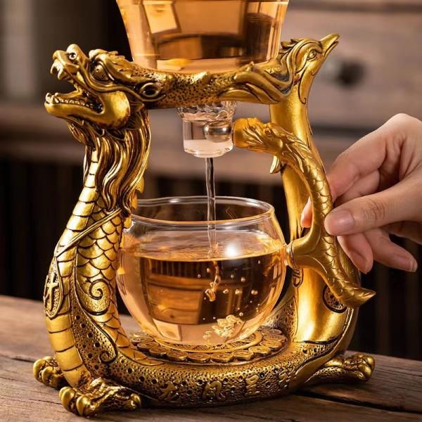 Kreativ Dragon Glas Tekande Magnetisk Diversion Roterende Dæk Skål Vand Te kop