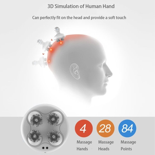 3D Vanntett Elektrisk Hode Massager Trådløs Hodebunn massasje