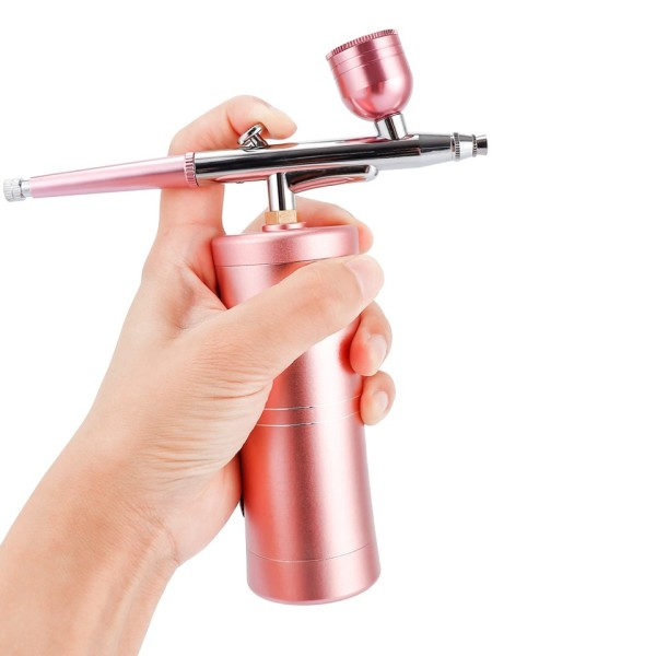 Rosa Mini luft kompressor kit luftborste färg spray pistol luftborste för nagelkonst tatuering hantverk
